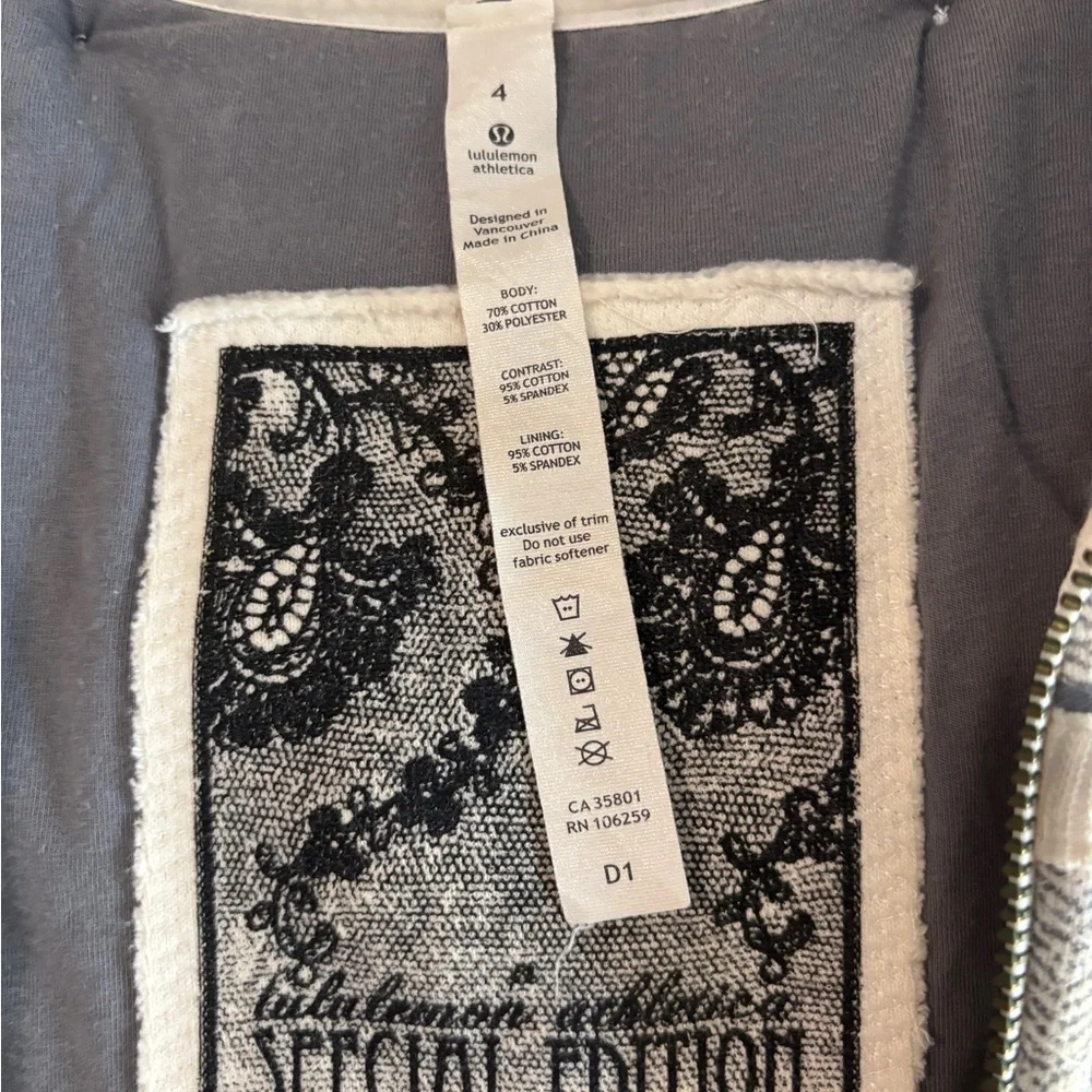 lululemon athletica Gray and Cream Zip Bomber Jacket